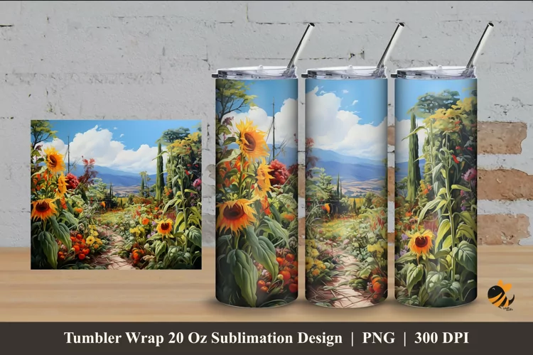Garden Hill Tumbler Wrap Sublimation Design 4