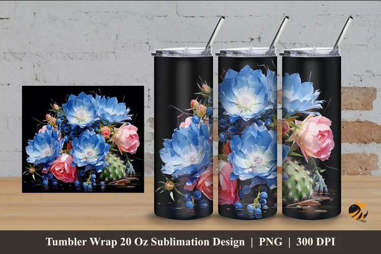 Melocactus Tumbler Wrap Sublimation Design 4