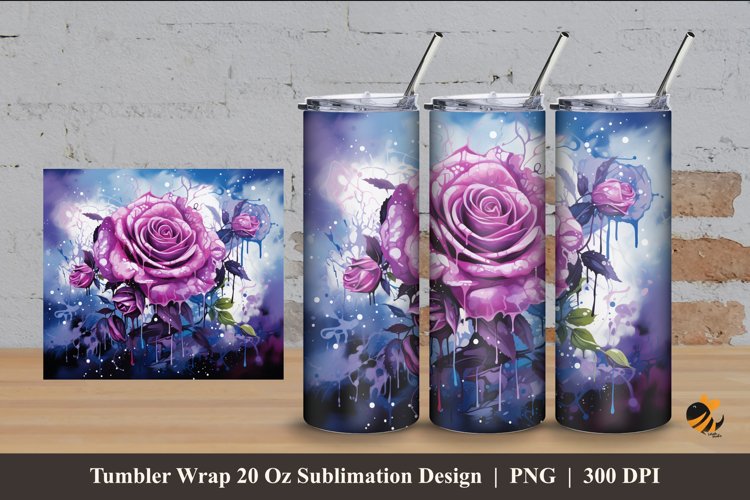 Artistic Rose Tumbler Wrap Sublimation Design 4 example image 1