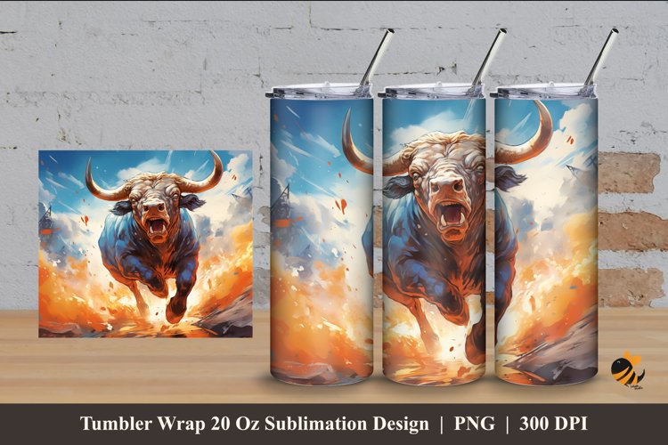 Bull Jumps Tumbler Wrap Sublimation Design 4