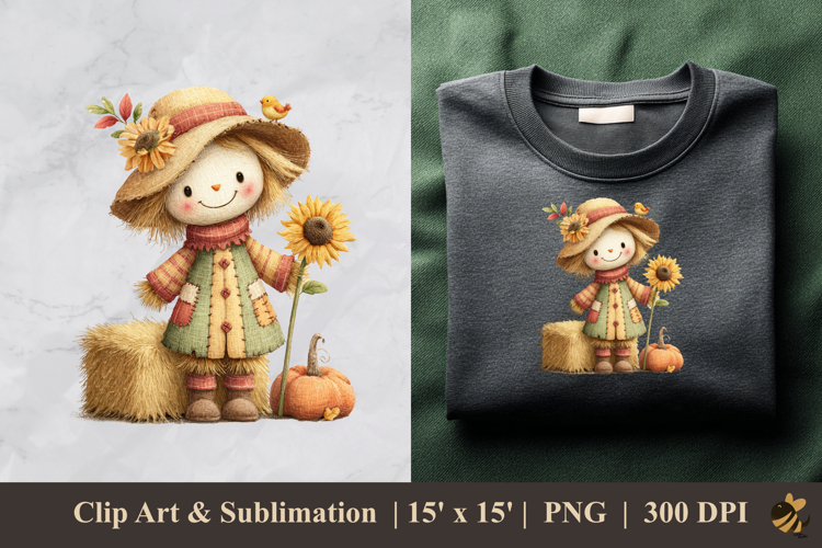 Whimsical Scarecrow DTF Sublimation Clipart Design 4