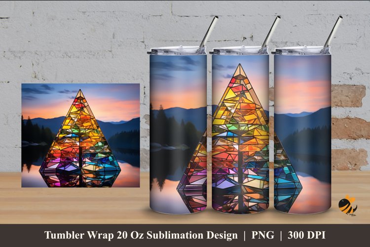 Triangles Colorful Tumbler Wrap Sublimation Design 4