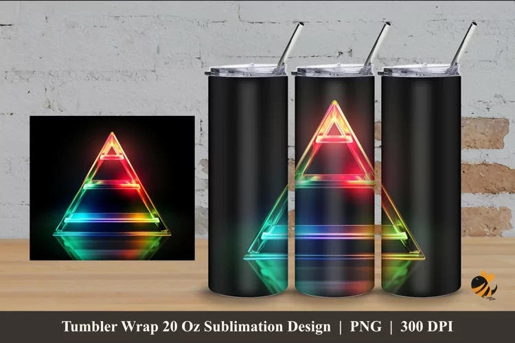 Colorful Pyramid Tumbler Wrap Sublimation Design 4