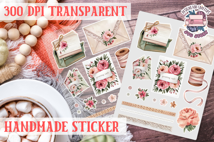 Handmade Crafter sticker flowers Love Patchwork Sewing Knit
