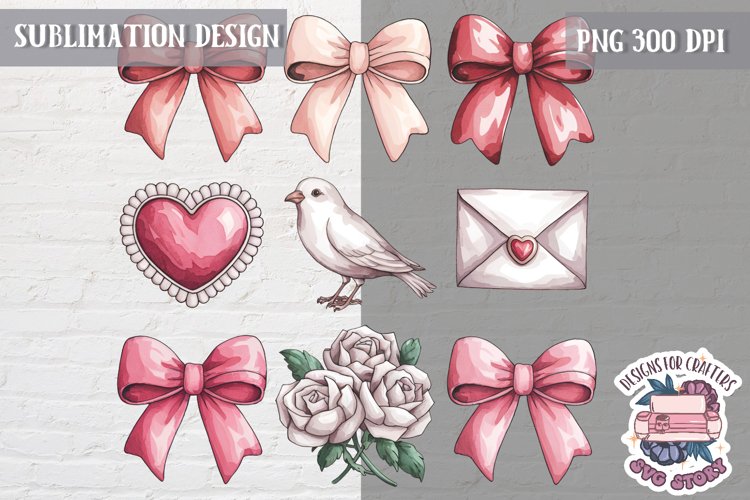 St Valentine’s Coquette Bow PNG Holidays Funny Watercolor