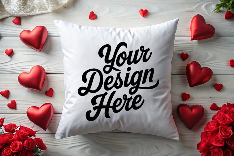 Valentine Pillow Mockup | Valentine's Day Mockup, JPG example image 1