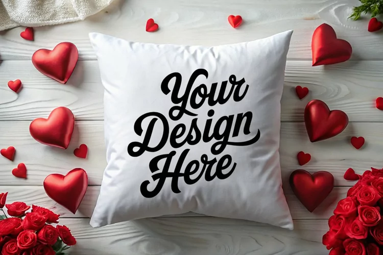 Valentine Pillow Mockup | Valentine's Day Mockup, JPG