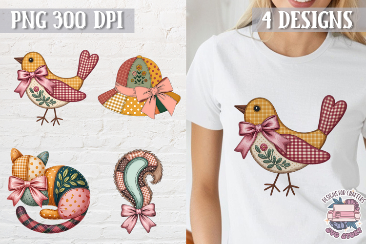 Fall Patchwork Clipart PNG Sublimation 4 Designs