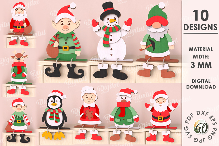 Christmas Characters Bundle Laser Cut. Christmas Decor SVG