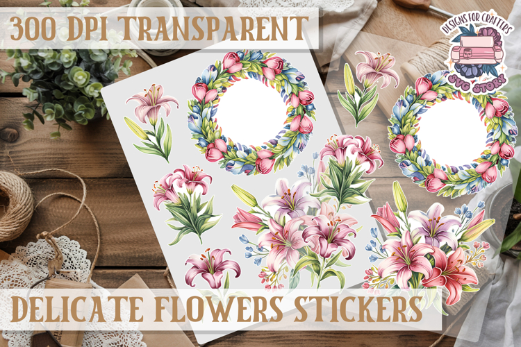 Summer sticker Delicate Scrapbook PNG Flowers Botanical