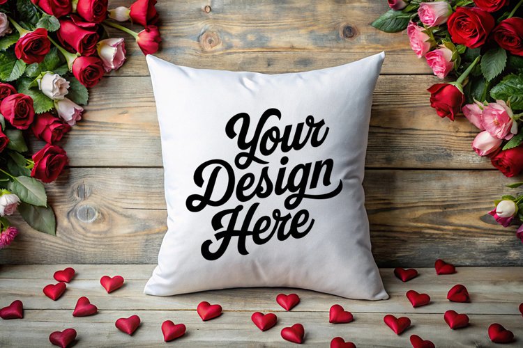Valentine Pillow Mockup | Valentine's Day Mockup, JPG example image 1