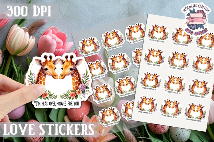 Love sticker Sheet Valentine Day Cute Animals Quote PNG