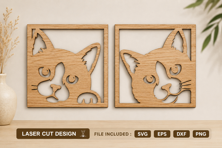 Peeking Cat Laser Cut SVG