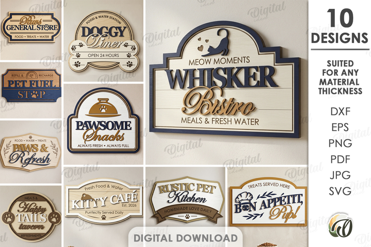Pet Treat Station Signs Bundle Laser Cut. Wall Decor SVG