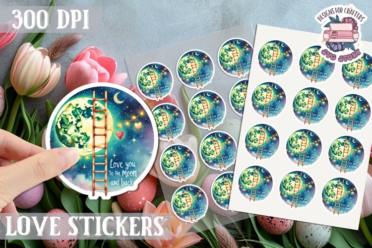 Love sticker Sheet Valentine Day Love You to the moon
