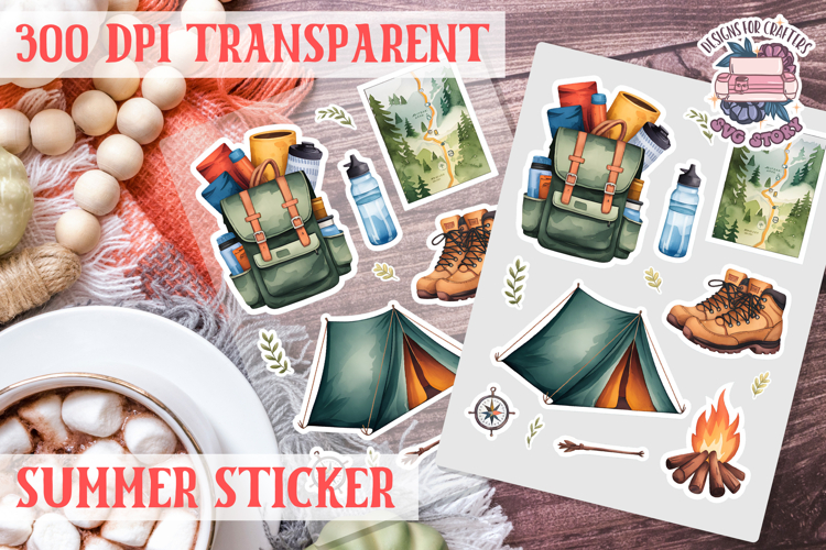 Summer sticker Cute flowers Love Picnic Beach Spring example image 1