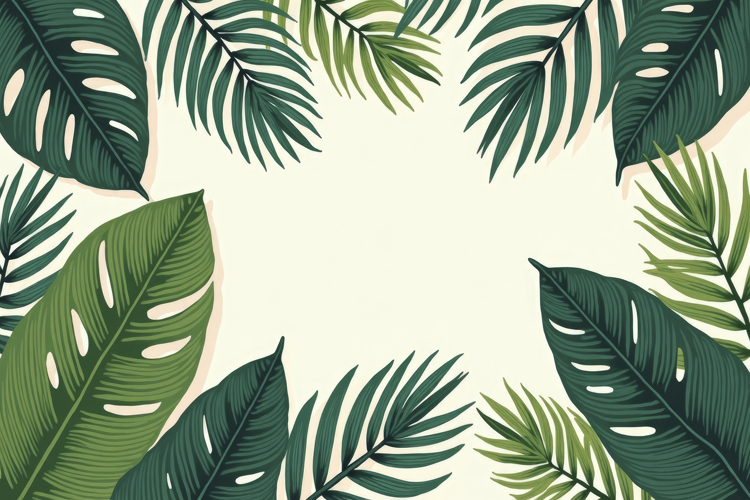 Tropical Leaves Frame Background