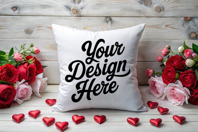 Valentine Pillow Mockup | Valentine's Day Mockup, JPG example image 1