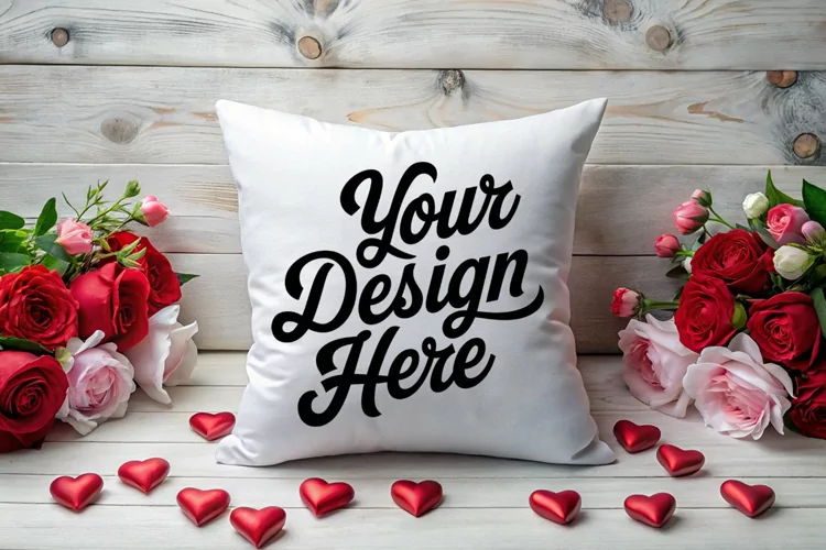 Valentine Pillow Mockup | Valentine's Day Mockup, JPG