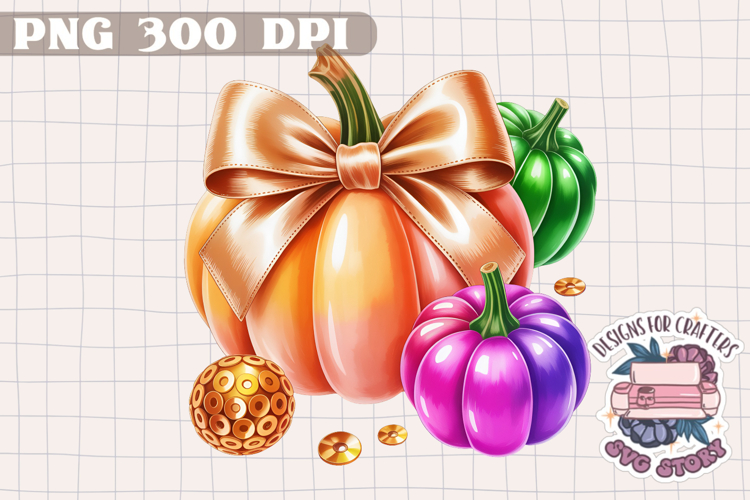 Autumn Pumpkin Sublimation design Fall Decorative Color PNG