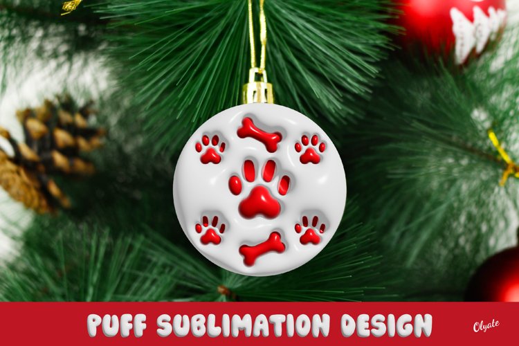 3D Inflated Puff Sublimation. Christmas Ornaments Dog example image 1