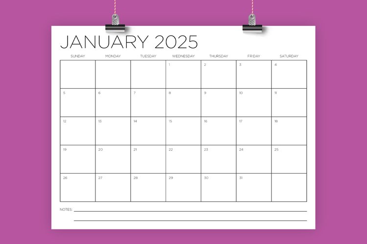 2025 8.5 x 11 Inch Calendar Template (3024900)