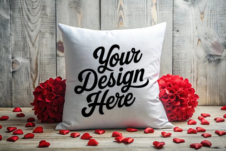 Valentine Pillow Mockup | Valentine's Day Mockup, JPG example image 1