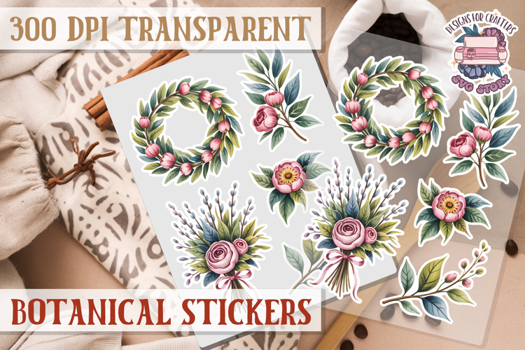 Botanical sticker sheet Spring Botanical PNG flowers