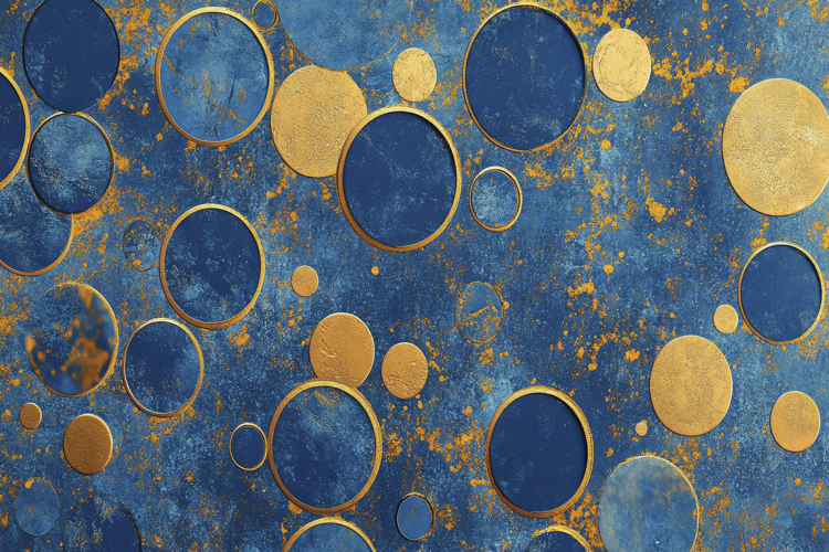 Blue and Gold Marble Circles Background Wallpaper example image 1