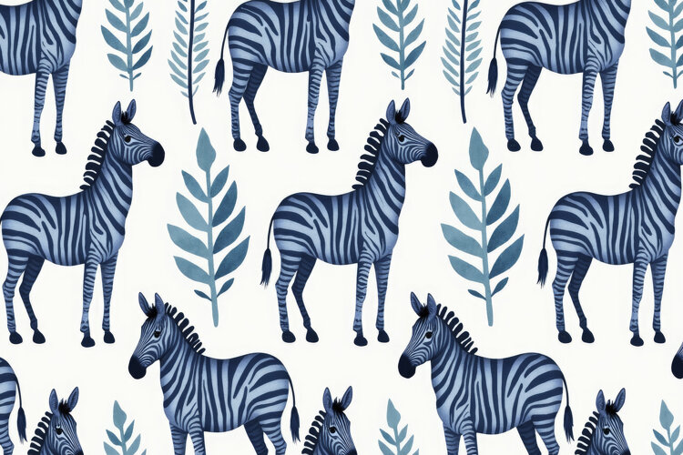 Zebras and Botanical Background Wallpaper example image 1