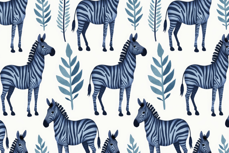 Zebras and Botanical Background Wallpaper