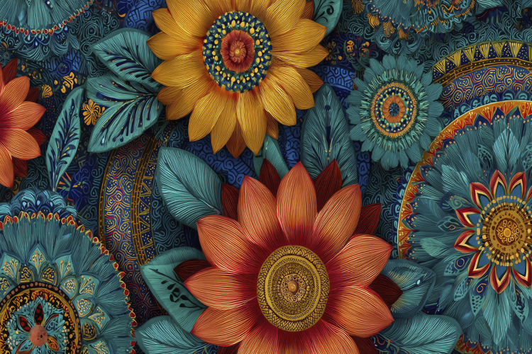 Colorful Floral Mandala Pattern Background