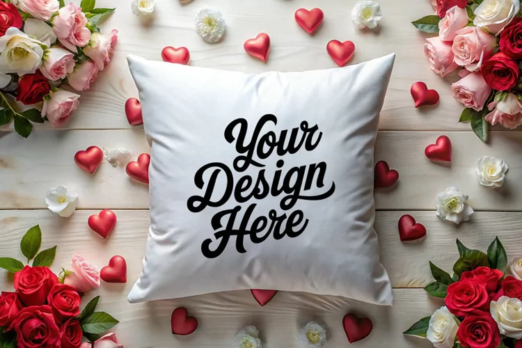 Valentine Pillow Mockup | Valentine's Day Mockup, JPG