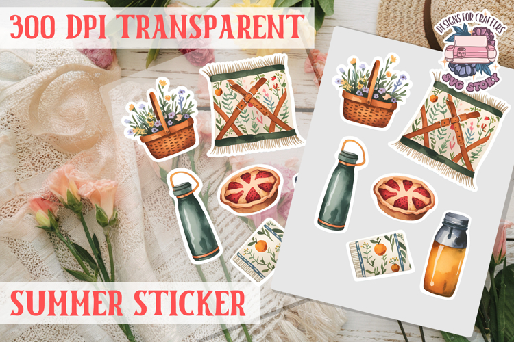Summer sticker Cute flowers Love Picnic Beach Spring example image 1
