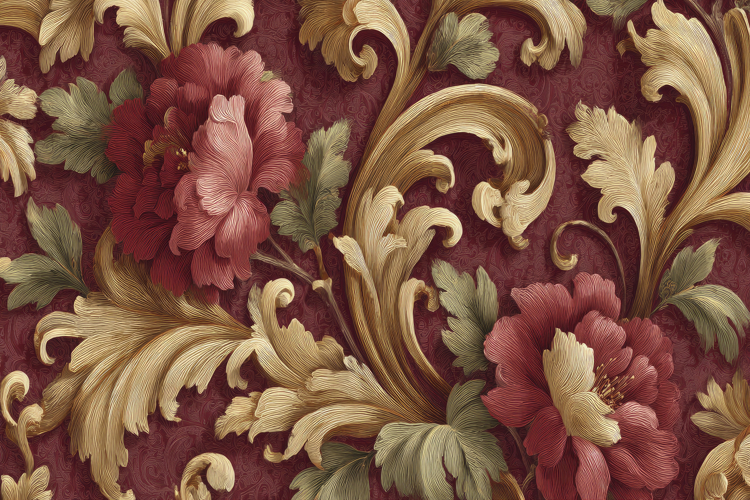 Red Gold Floral pattern Background
