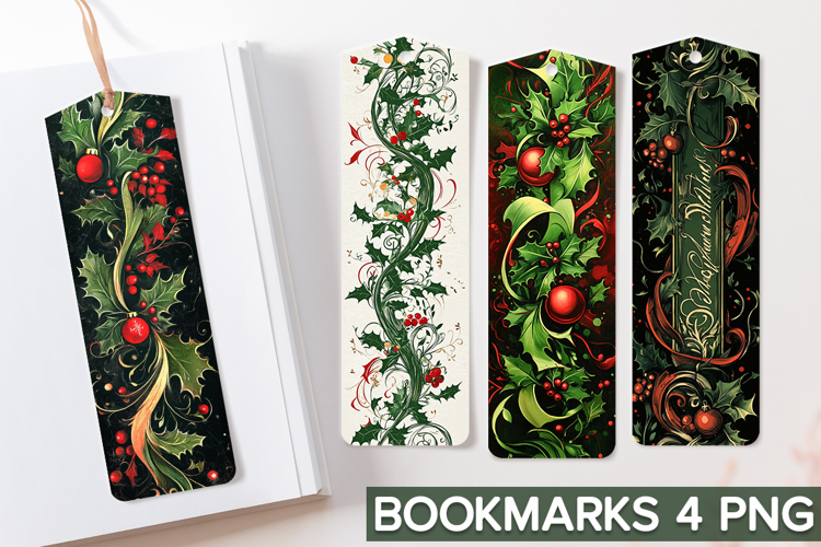 Christmas Bookmarks Sublimation -Christmas Holly Berries PNG