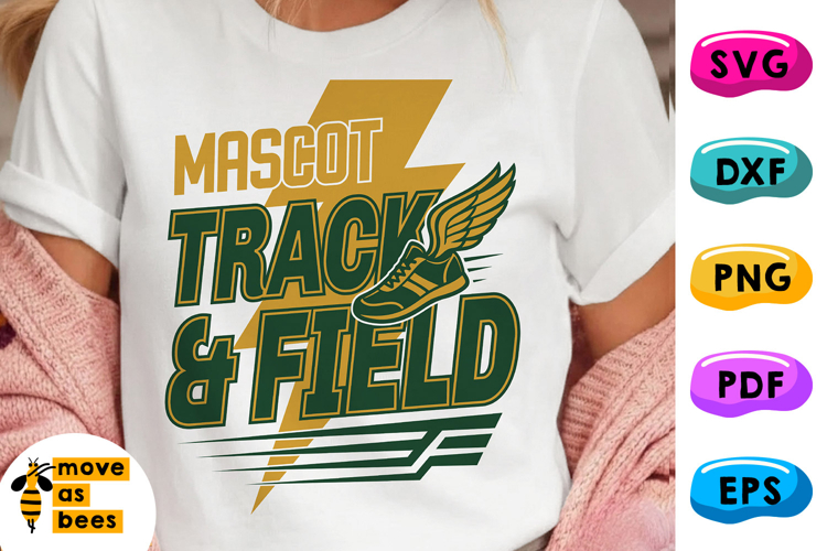Track And Field Mascot Svg, Png, Yellow Gold - Green