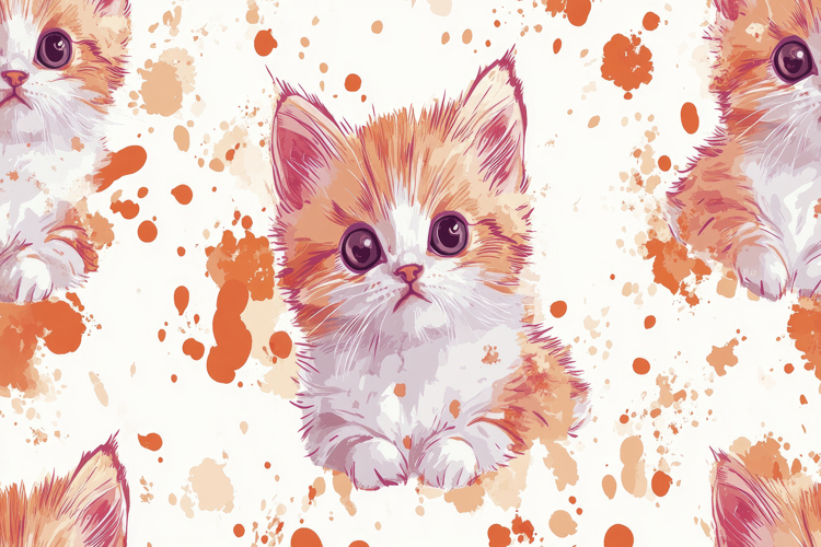 Cat Painting Background Wallpaper