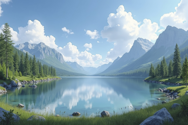 Mountain Lake Background Wallpaper