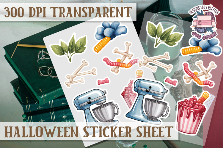 Halloween sticker sheet Creepy Scrapbook PNG Funny Skulls