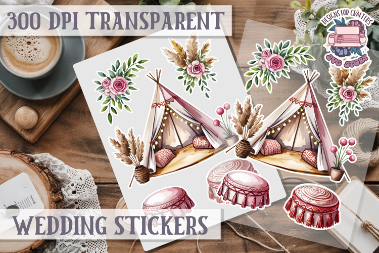 Boho sticker sheet Wedding Scrapbook PNG Love Aesthetic