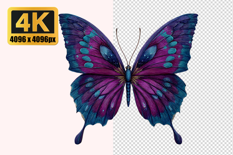 Vibrant Purple and Blue Butterfly Transparent PNG