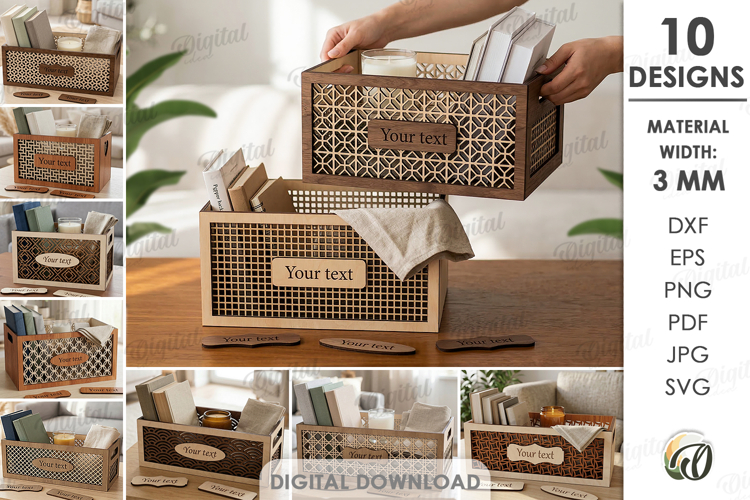 3D Home Organizers Bundle Laser Cut. Storage Box SVG