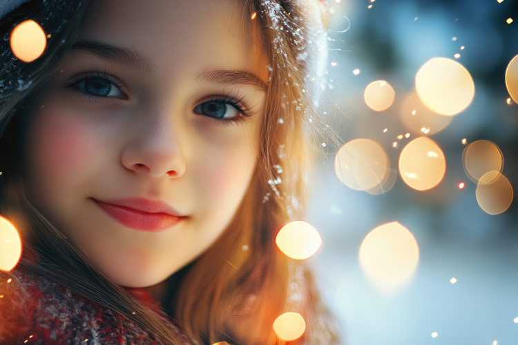 Girl with Bokeh Background Wallpaper