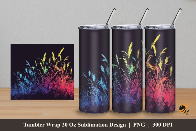 Colorful Grass Tumbler Wrap Sublimation Design 5