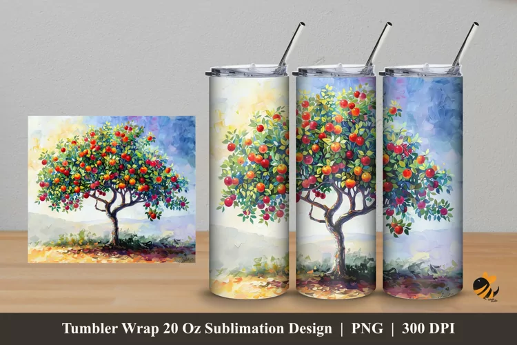 Fruit Tree Tumbler Wrap Sublimation Design 5
