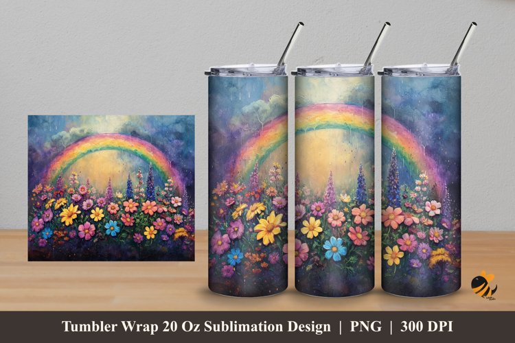 Rainbow Garden Tumbler Wrap Sublimation Design 5 example image 1