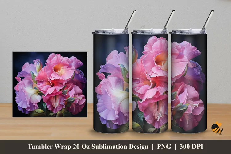 Gloxinia Flower Tumbler Wrap Sublimation Design 5
