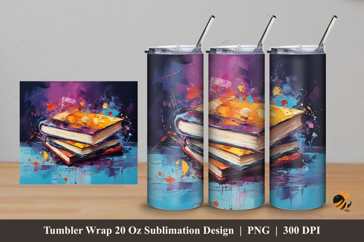 Book Art Color Tumbler Wrap Sublimation Design 5