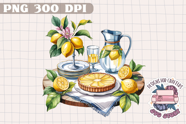 Lemon Sublimation Watercolor PNG Clipart Table Flowers